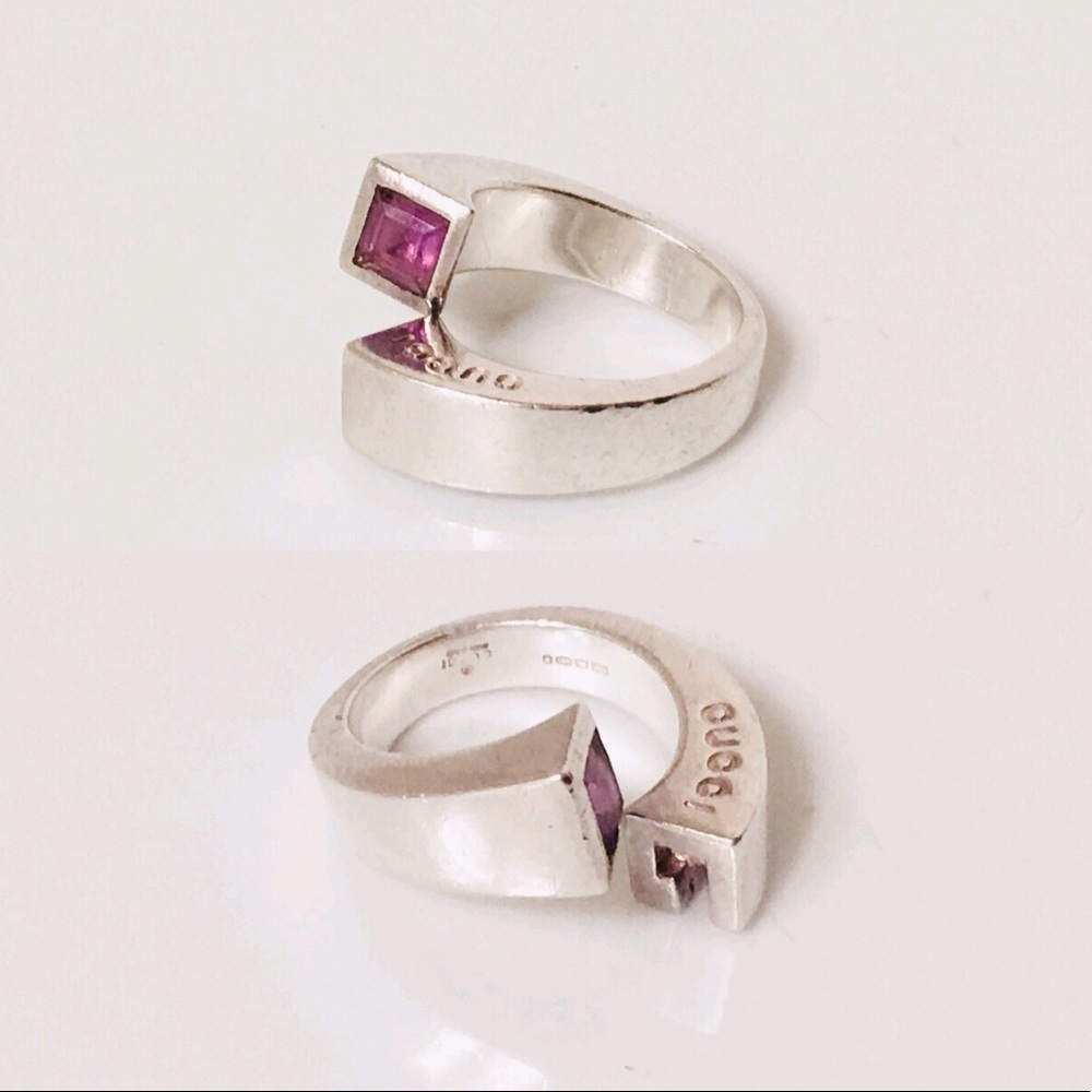 Gucci Sterling Silver Amethyst Bypass Ring - Picture 3 of 8